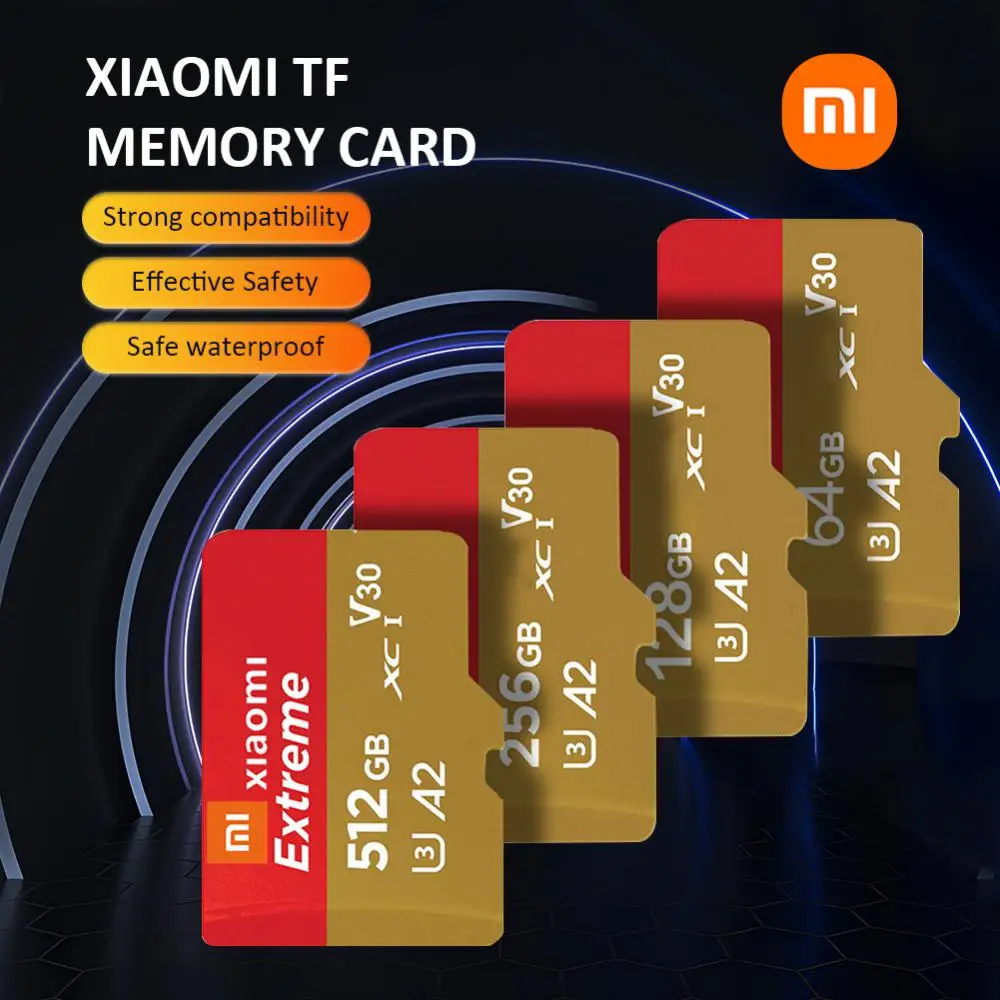 XIAOMI-Micro carte mémoire haute vitesse pour téléphone et appareil photo, carte SD TF 2 To, A2 V30, 1 To, 128 Go, 512 Go, 256 Go, 100 Mo/s