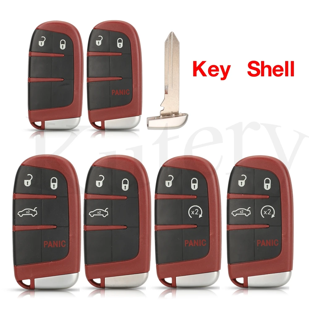 

jingyuqin 10PCS 2/3/4/5BTN Car Smart Key Case Shell For Dodge Challenger Charger SRT Dart Durango For Jeep For Chrysler 300