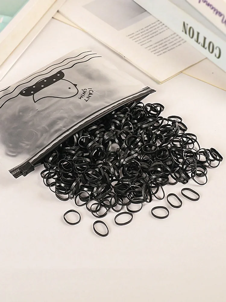 1000/2000 Stuks Kleur Kinderen Wegwerp Rubberen Band Zwart Transparant Hoge Elasticiteit Geen Schade Aan Haar Haaraccessoires Hoofdband - afbeelding 2