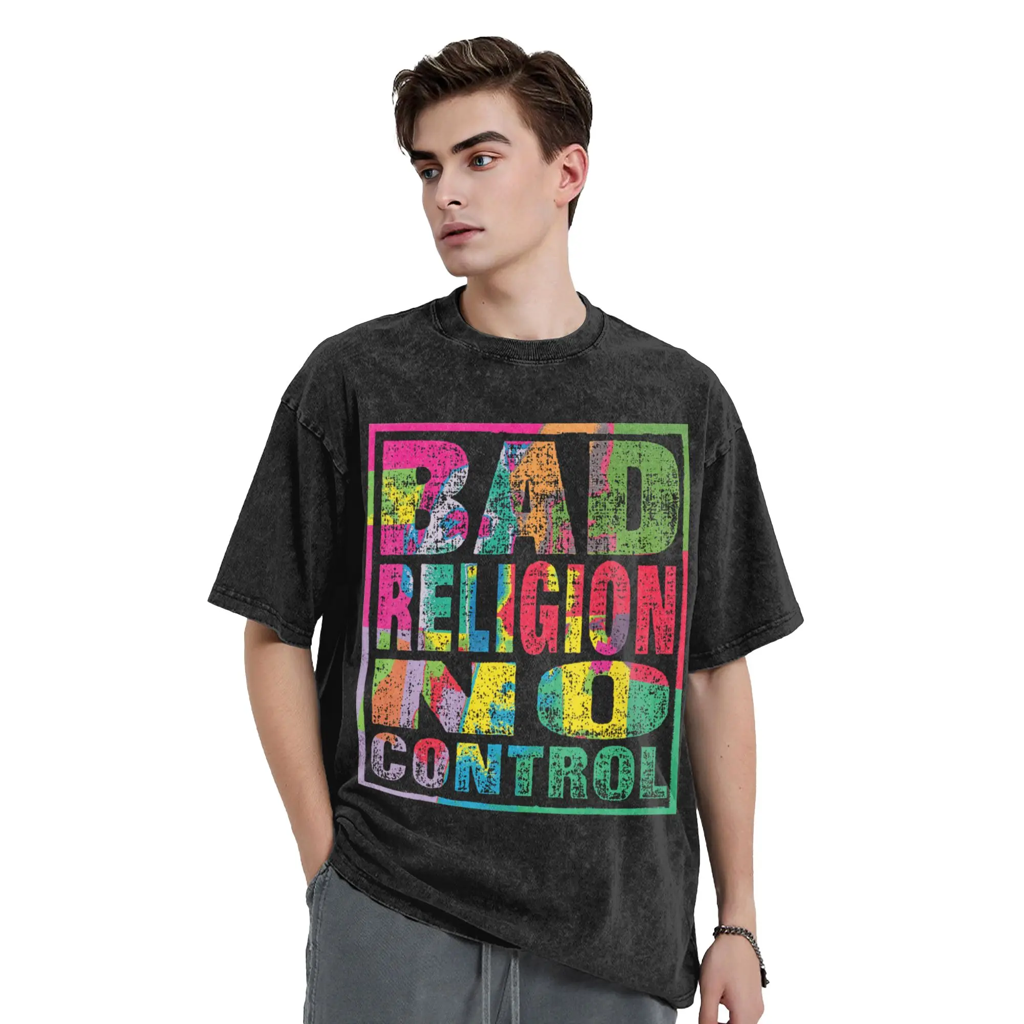 Men's Bad Religion No Control T-Shirts  Tees Summer Y2K Retro Short-Sleeve T-Shirt O-Neck Trending Casual Tee Shirt Cheap