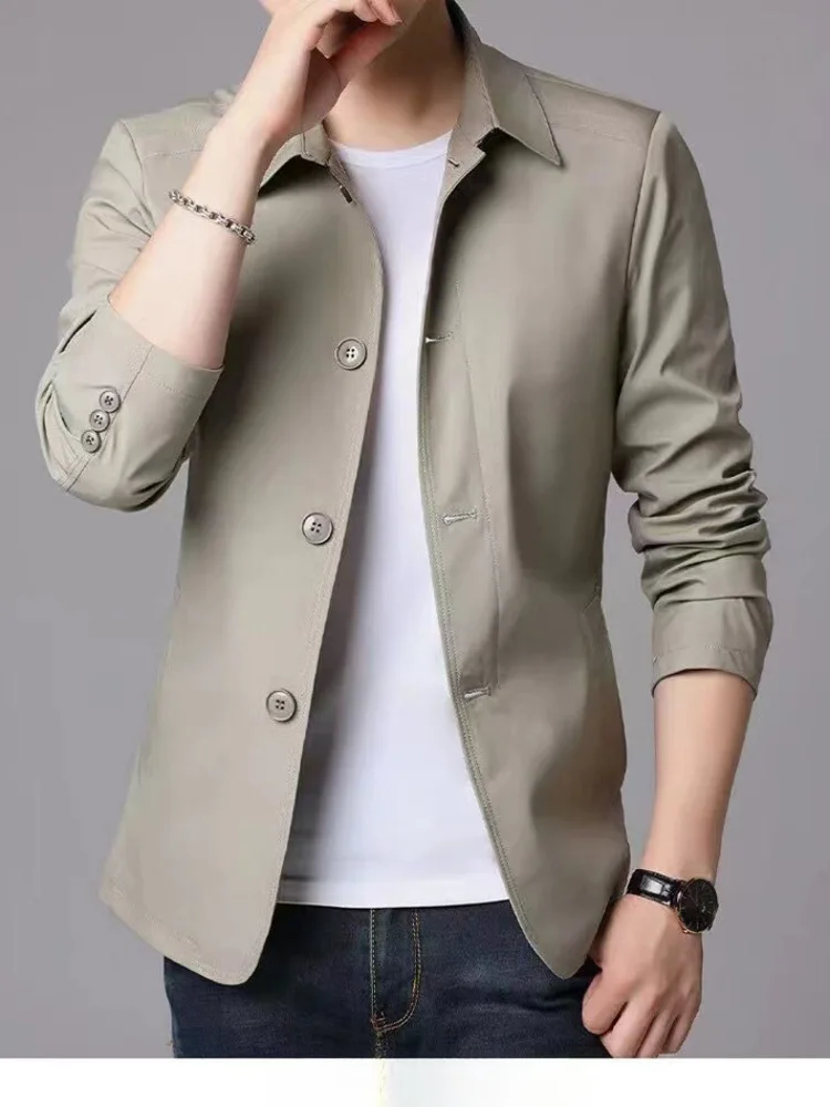 3-B42   Men's Business Casual Jacket Suit Young and Middle-aged Solid Color Lapel Dad's High-end Coat Jacket