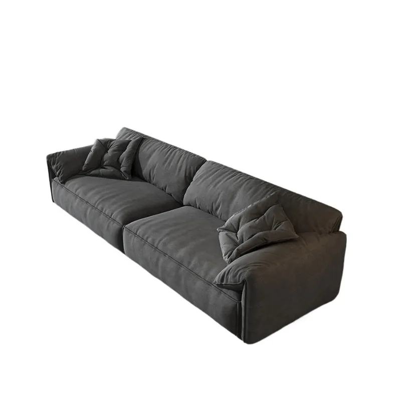 

Italian minimalist modern small apartment matte cloth three-person straight row leave-in fabric sofa