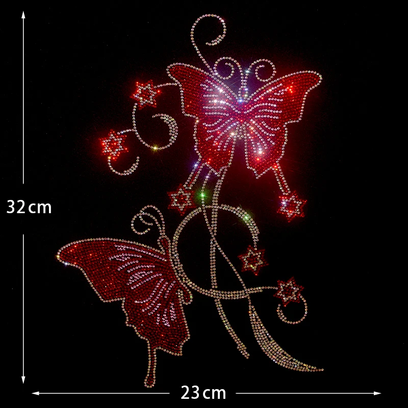 

High-quality rhinestone ironing with beautiful butterflies on T-shirts, jeans, hoodies and clothing accessories