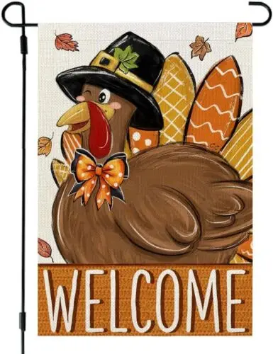 CROWNED BEAUTY Thanksgiving Day Trukey Garden Flag 12x18 Inch Double KKL AAL HHM WZZ yyi