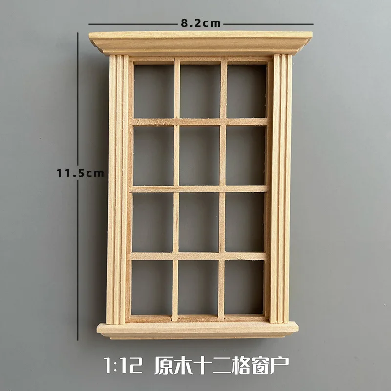 12 Scale Dollhouse Miniature Doors And Windows Set with Openable Wooden Staircase And Decorative Window/Door Accessories