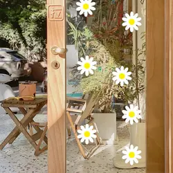 8pcs Flower Small Daisies Mirror Stickers Window Glass Home Washroom Decoration Anti-collision Vinyl Decals Bathroom Accessories