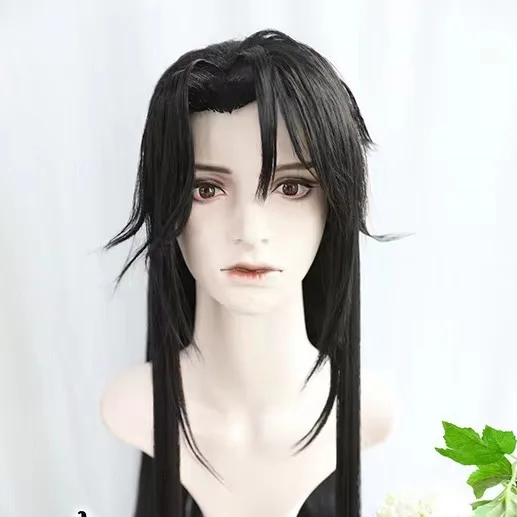 Qiangjinjiu QJJ Shenlanzhou xiaochiye cezhou Long Black Cosplay wig Heat Resistant Synthetic Hair Anime Halloween with Wig Cap