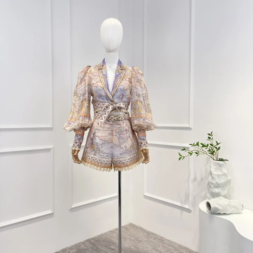 

2025 New Classic Blouse Tops and Shorts Set for Women High Quality As Picture