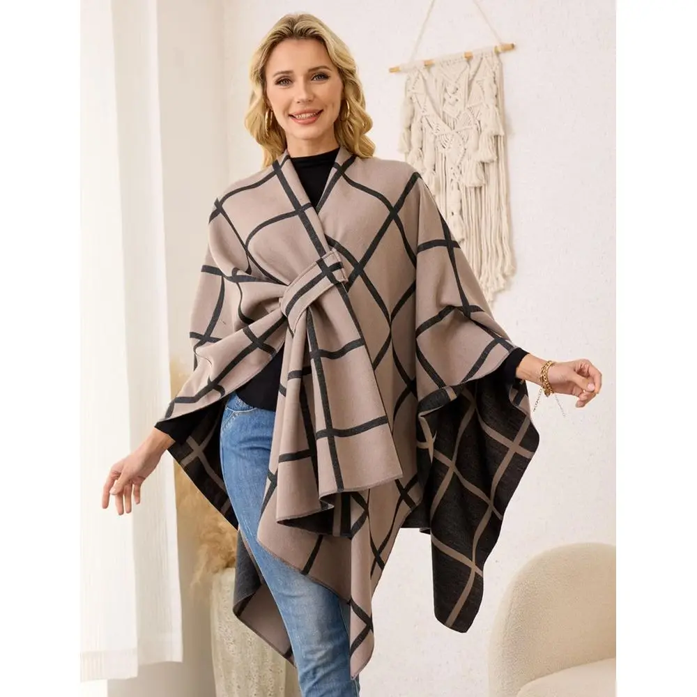 سترات نسائية مريحة شال بونشو - غلاف أمامي مفتوح مثالي لهدايا الخريف والشتاء