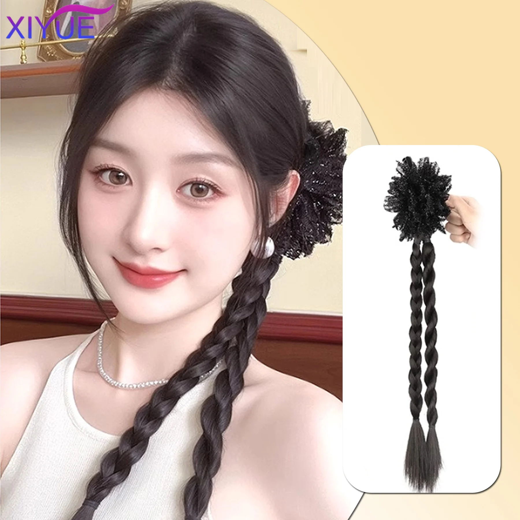 

XIYUE New Chinese Style Wig Braid National Style Claw Clip Twisted Braid Hanfu Cheongsam Ancient Style Wig Ponytail