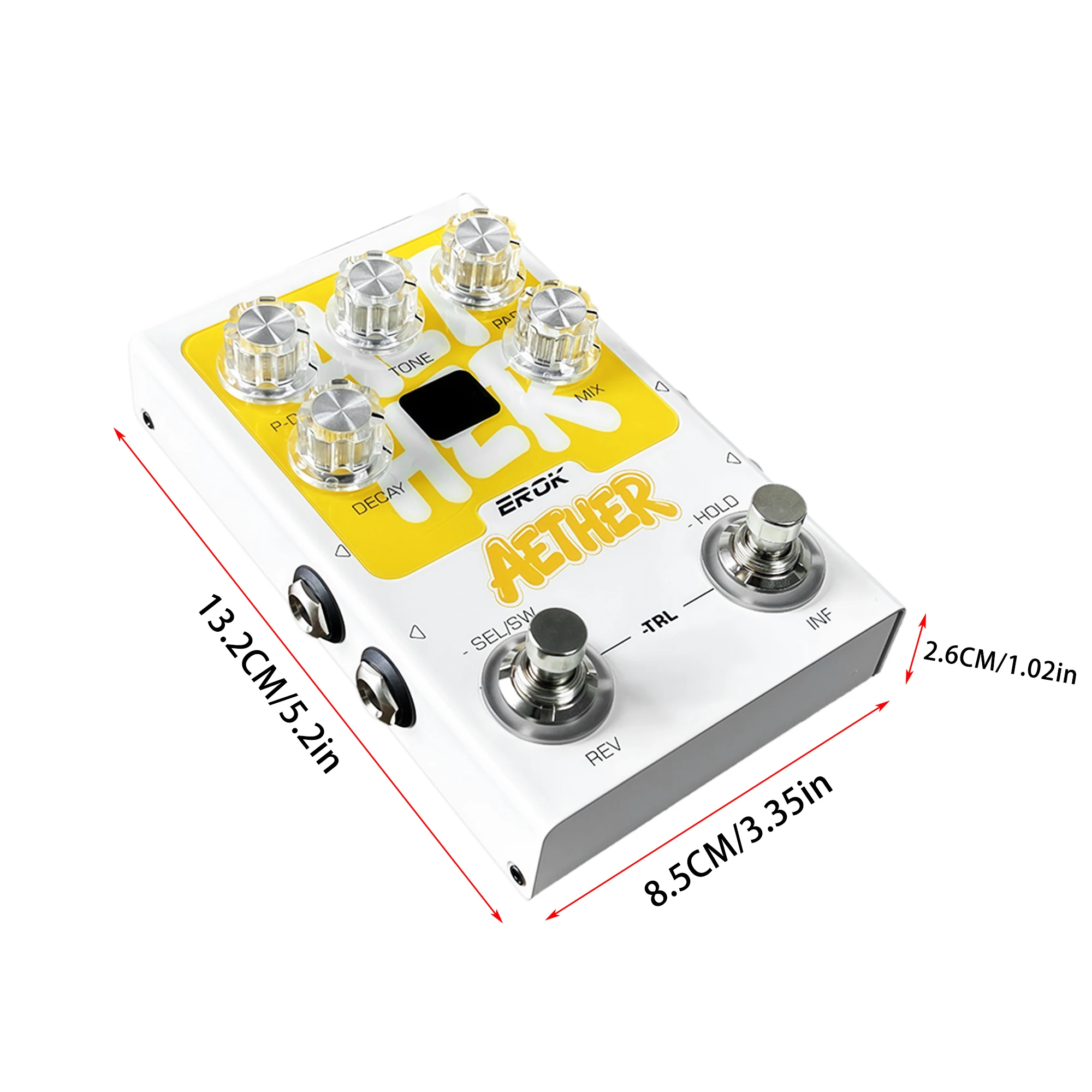 EROK AETHER Stereo Reverb Pedal 9 Reverb Modes Infinite Sustain Tail Bypass USB-C Dual Footswitch for Electric Guitar Bass