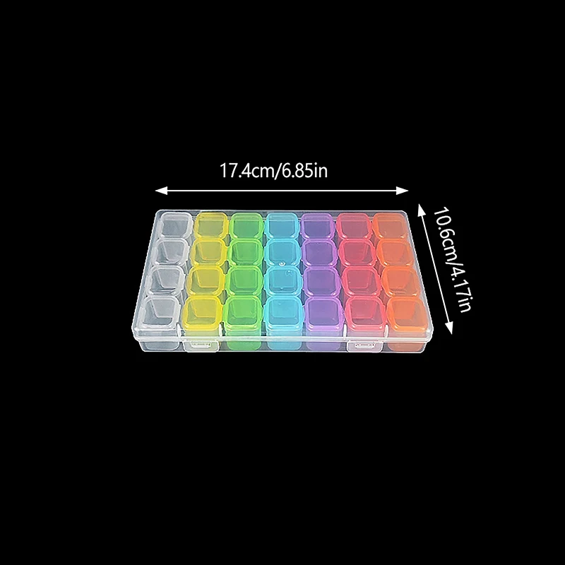 Caja transparente de plástico con 28 rejillas, organizador vacío para cosméticos, arte de uñas, diamantes de imitación, estuche para cuentas de joyería, contenedor de almacenamiento portátil