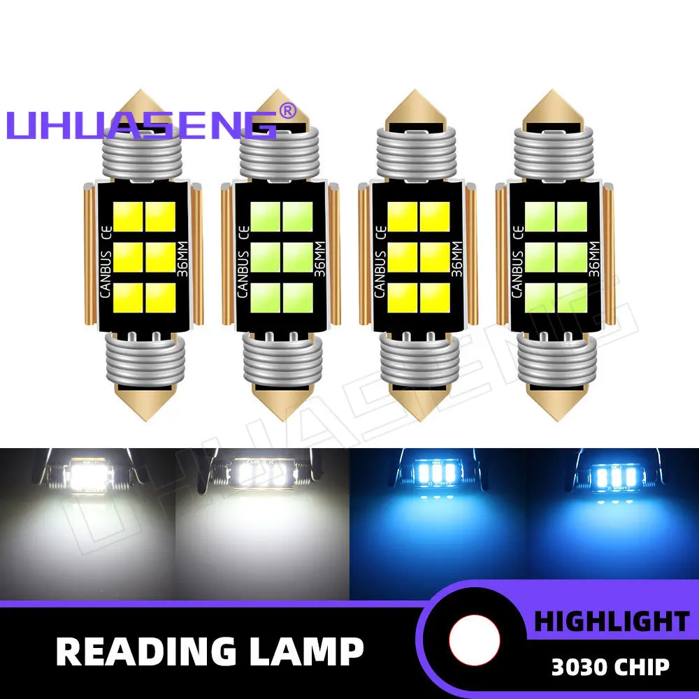 UHUASENG 2PCS C10W Bulb Festoon 31mm Led C5W 31 mm 36mm 39mm 41mm Dome Door Trunk Signal Lamp Car Interior Reading Light 12V