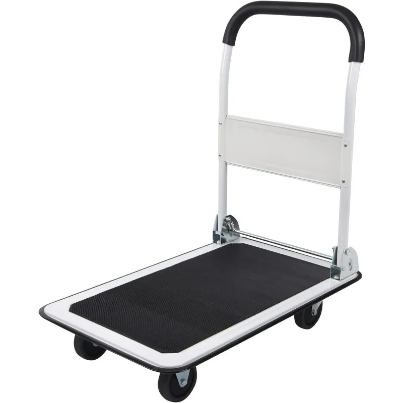 

LEADALLWAY Foldable Push Cart Platform Cart 330lbs Capacity 4 Wheels 28.7x18.5x32.3inches White