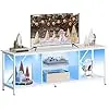 Large TV Stand Entertainment Center Holds up to 65-Inch TV White Composite Wood Easy Assembly