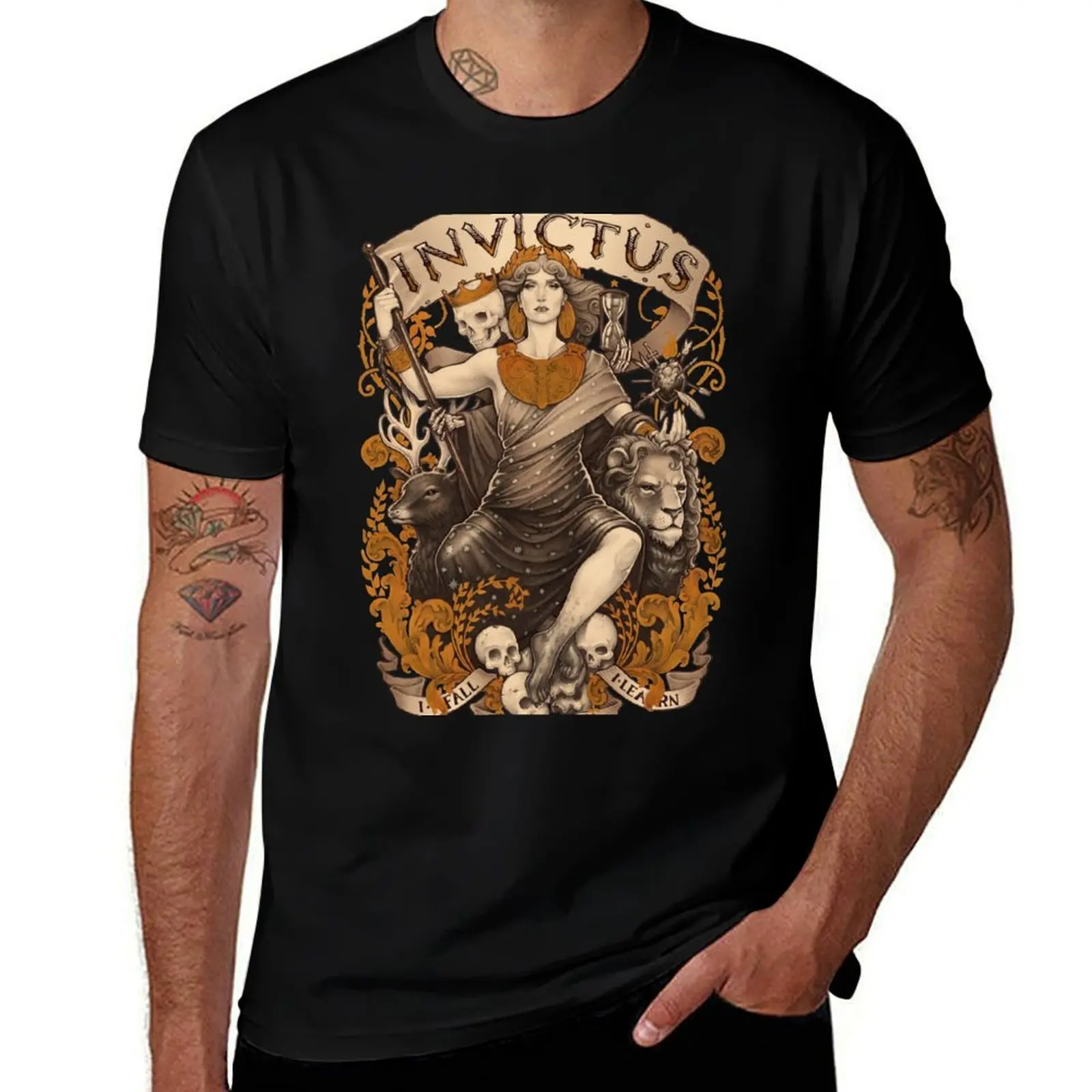

INVICTUS T-Shirt Vintage Print Crew Neck Tee