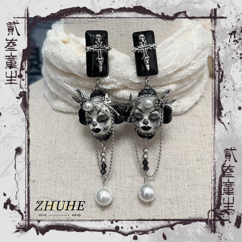 

ZHUHE Baby Face Earrings New Gothic Style For Women Jewelry Accessories Party Gifts