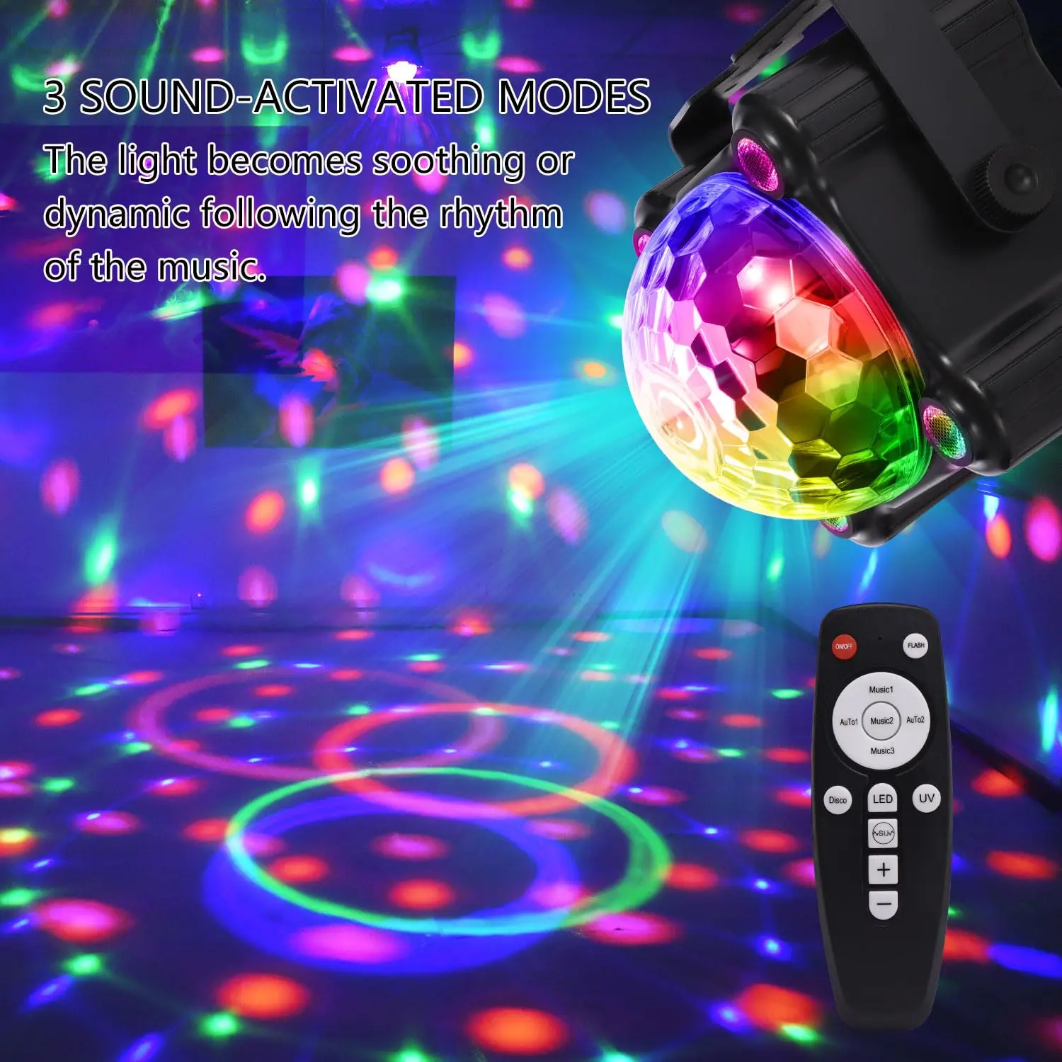 Imagem -02 - Disco Lights Party Ball Light dj Disco Light Led Ativado por Som Cores Claras para Casa Quarto Festas de Dança Aniversário