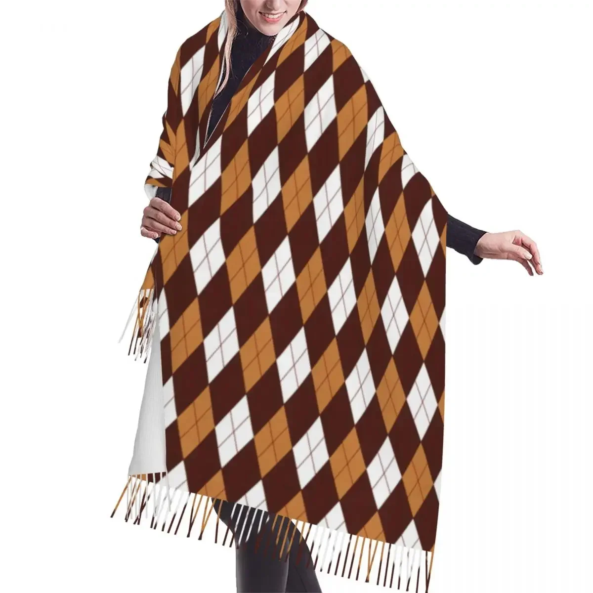 Custom Printed Classic Argyle Pattern Scarf Men Women Winter Fall Warm Scarves Shawls Wraps