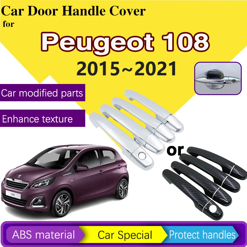 Car Handle Protection Stickers For Peugeot 108 2015 2016 2017 2018~2021 Scratch Proof Decoration Trim Set Refit Auto Accessories