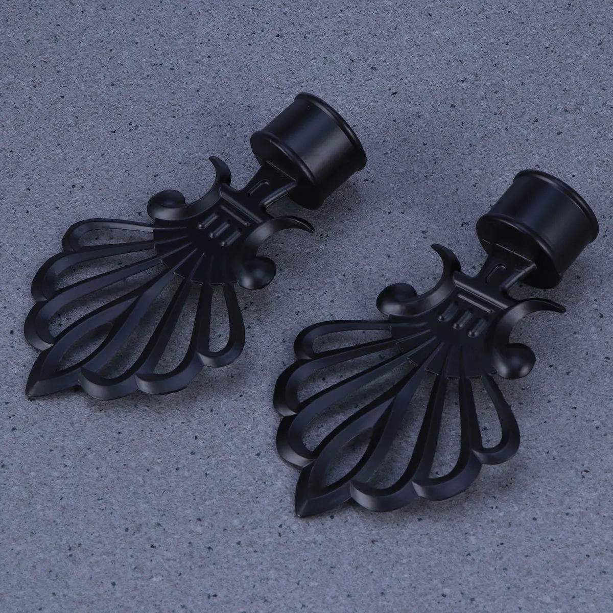 

1Pair Curtain Window Drapery Rod Ends Aluminum Alloy 6063 Wear Resistant Metal Decoration Heads for 28mm Curtain Rods Black