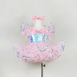 Sequined Ballet Tutu Dress Kids Girls Jazz Modern Dancing Costume Gymnastics Leotard Dresses Stage Performance Dancewear