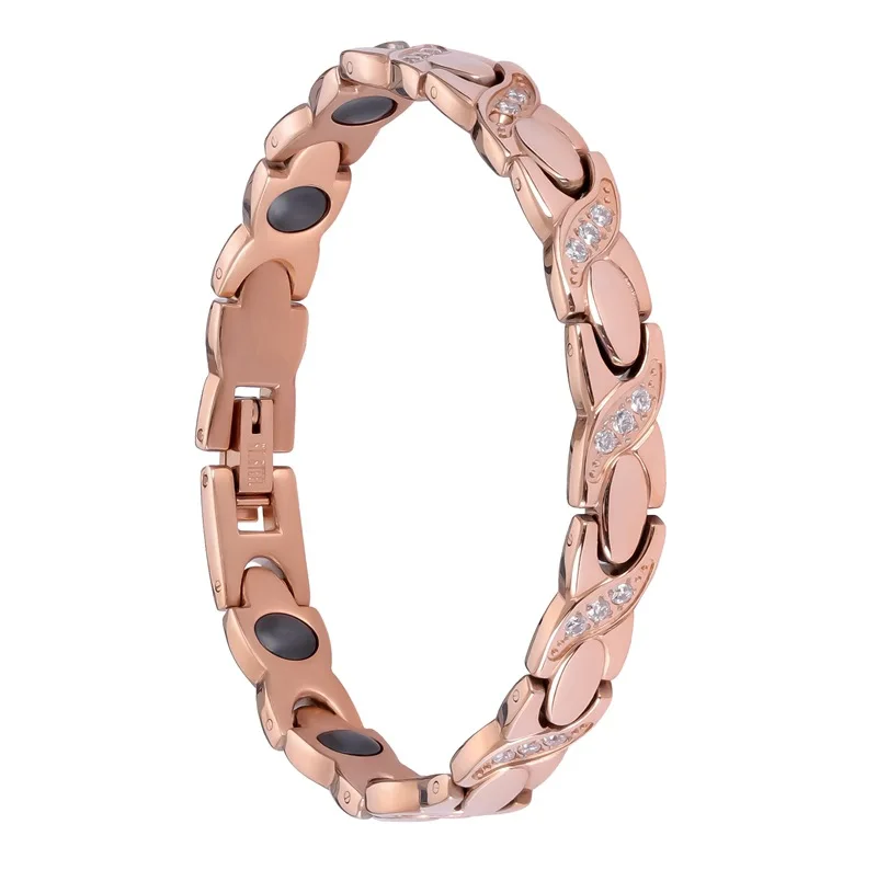 Rose Golden Bracelet CNC Zircon Stainless Steel Bracelet for Women Japanese And Korean Style Fashionable Bracelets 19CM