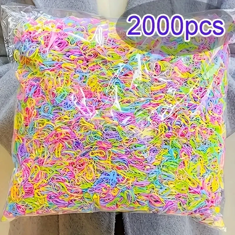 2000Pcs Girls Colorful Small Disposable Hair Bands Elastic Hair Tie Children Ponytail Holder Rubber Bands Kids Hair Accessories