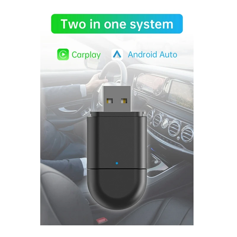 RISE-2-In-1 Wireless Carplay Android Auto Adapter Smart AI Box Dongle Support USB&Type-C Wired To Wireless Adapter