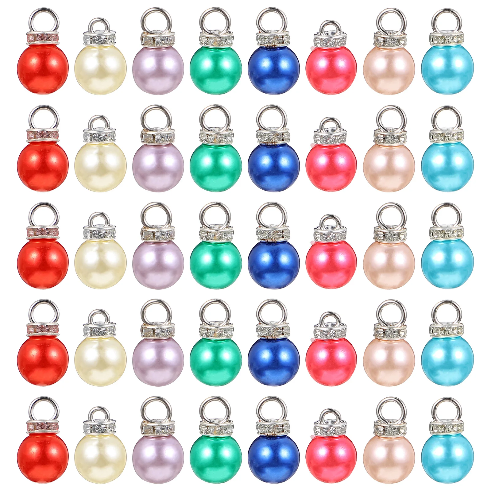 

Diamond Inlaid Pearl Accessories Necklace Pendant ABS Lightweight Durable Mini DIY Jewelry Charms Craft Projects Gifts