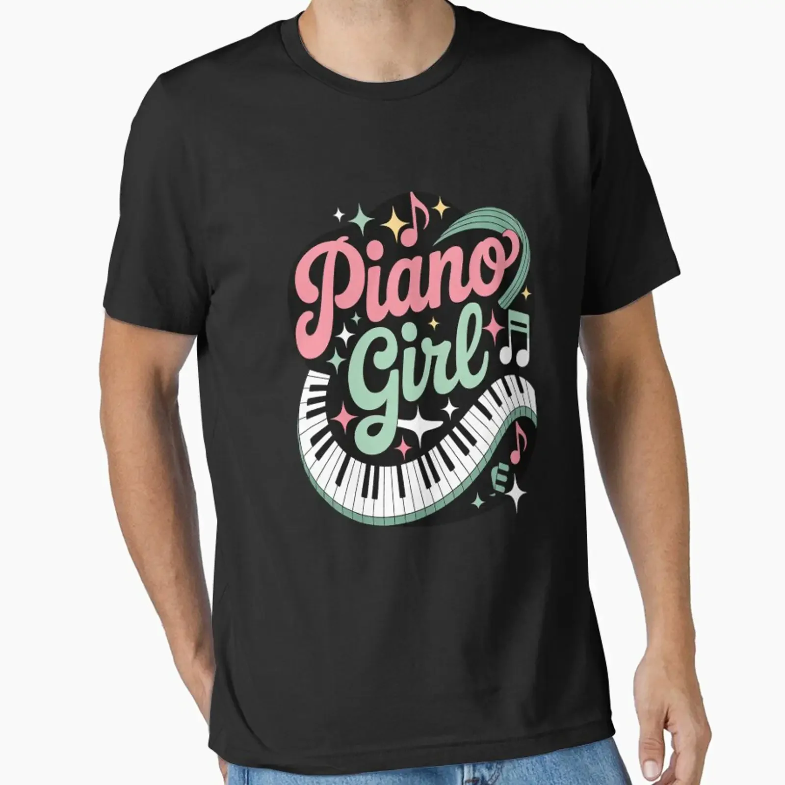 Piano Girl Music Lover Pianist Teacher Composer Musicians Essential T Shirt vintage Washed Stretched Soft fashion Unisex homme