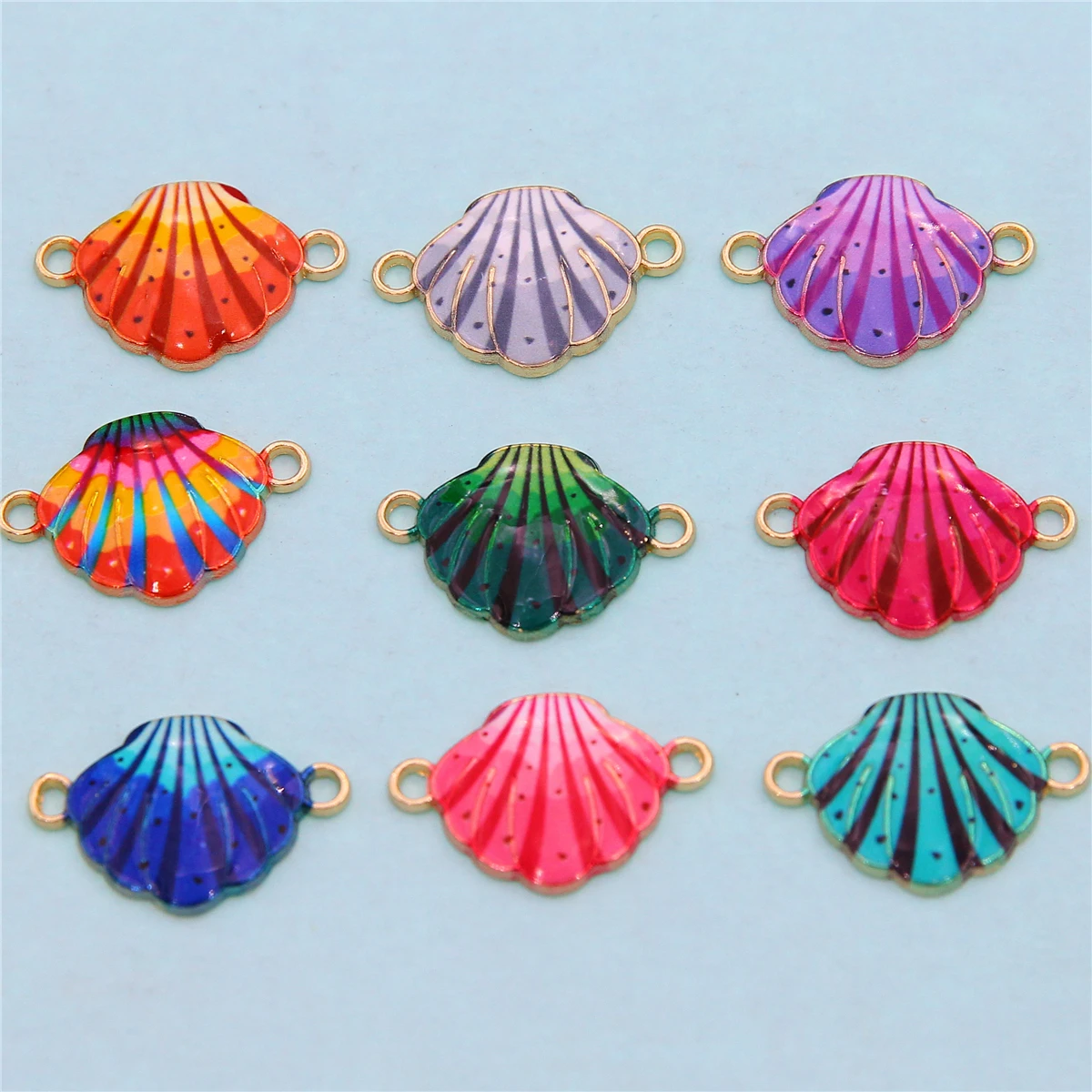 10Pcs Enamel Colorful Shell Charm Connectors for Jewelry Making Bracelet Necklace Craft DIY Accessories 24x15mm