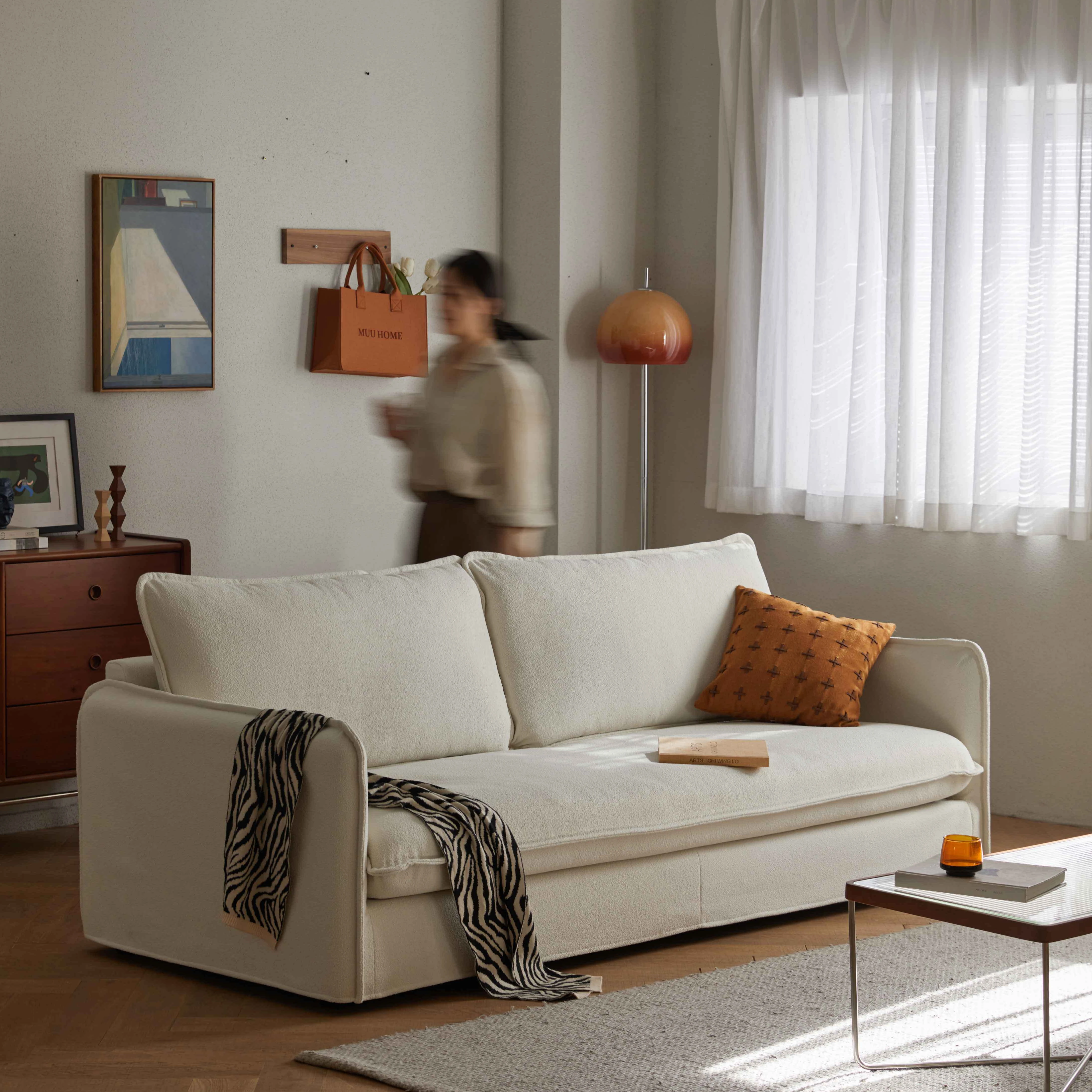 

Furniture Set Modern Fabric Floor Sofa Simple Design White/brown Living Room Sofa Couch