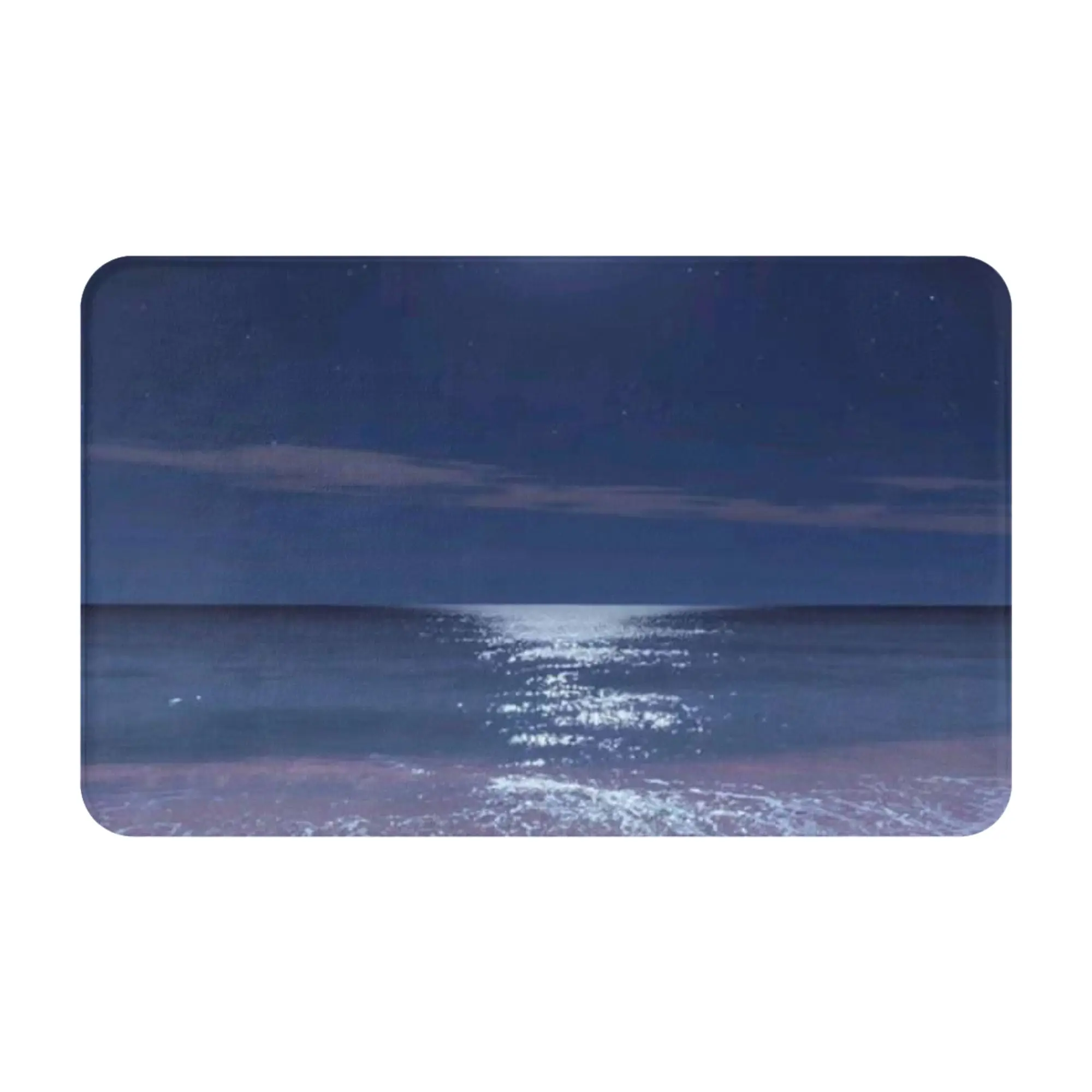 Heart Shaped Moon Beach Night Ocean Wallpaper Anti-Slip Doormat Kitchen Mat  Indoor PatternHomeDecor