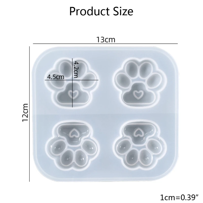 光沢のある光沢のあるシリコーン樹脂金型猫の足シリコーン型 DIY キーホルダーペンダントジュエリーエポキシ樹脂クラフト金型 Y08E