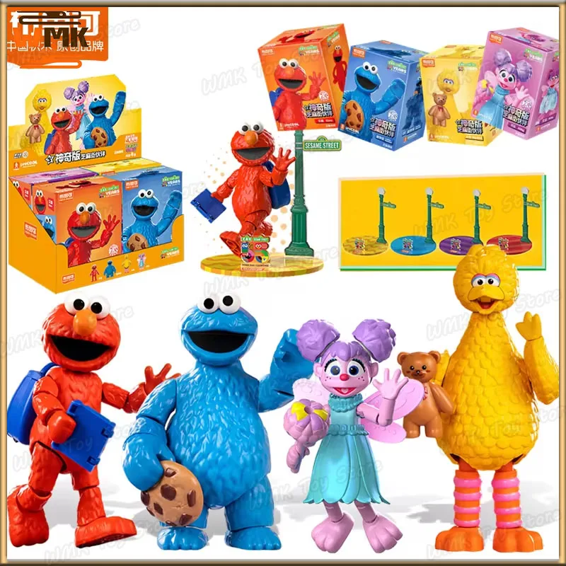 Miniso Sesame Street Building Block Elmo Cookie Monster Big Bird Abby Anime Action Figure Cute Movable Model Toys Custom Gifts