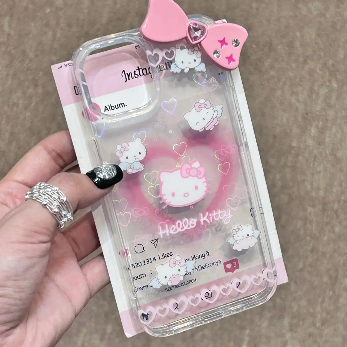 Sanrio With wings Hello Kitty Phone Case For iPhone 15 14 13 Pro Max 13 12 11 Pro X XR XS MAX 7 8 Plus Mini Y2k Cartoon Cover