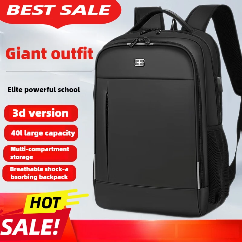 Swiss Backpack Men's Backpack Business Travel Large Capacity Computer Bag High School College Student Backpack 17-17.3 Inch