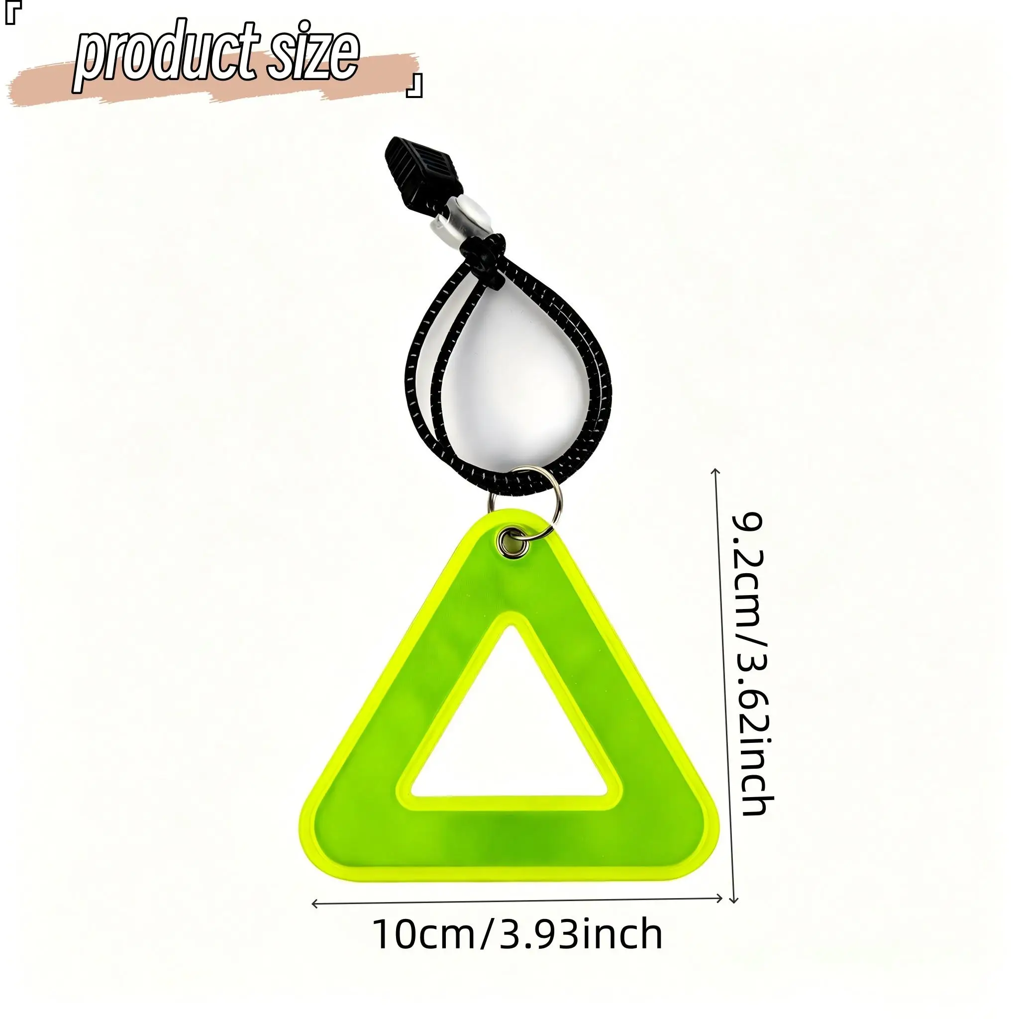 Triangle Reflective Safety Pendant, Waterproof Neon Warning Reflector with Elastic Strap, for Cycling, Running, Backpack, Night