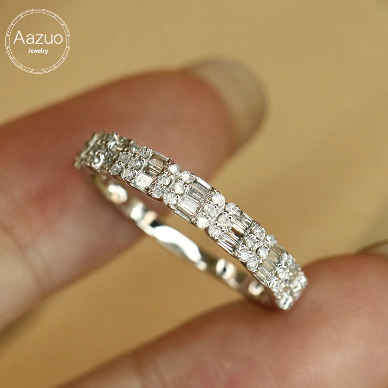

Aazuo винтажные ювелирные изделия из белого золота 18 карат с настоящими бриллиантами 0,46 карата, кольцо в подарок для женщин, роскошное обручальное кольцо Halo anillos mujer Party
