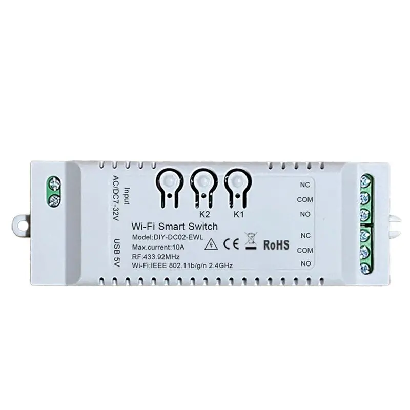 AED6-2CH Wifi Smart Switch DIY Timer Ewelink 2.4G Wifi+RF433+BT Home Automation Module For Alexa Google Home IFTT