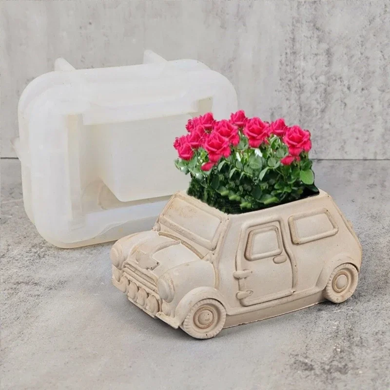 

3D Bus Shaped Planter Mold Silicone Flowerpot Molds Concrete Mould DIY Vase Epoxy Resin Mold Flower Pots Crafting Mould