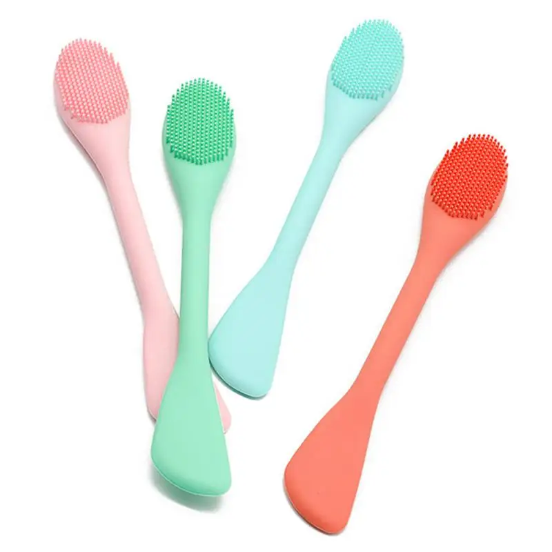 Brosse à double tête en silicone pour masque facial, applicateur, cuillère, spatule, anciers d'arrête, nettoyage de la peau du visage, outils de maquillage à domicile, soins pour femmes