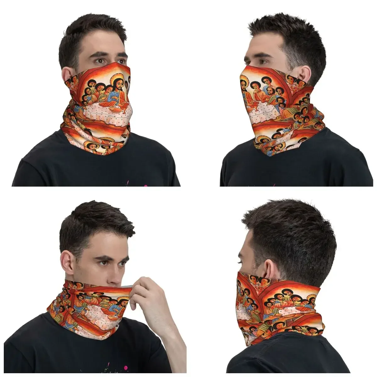 Last Supper Bandana Neck Gaiter Windproof Face Scarf Cover Women Men Ethiopian Christian Christ Headwear Tube Balaclava