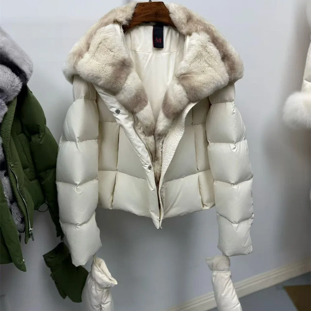 

2025 Winter Women's Jacket, Satin, Large Fur Collar, Casual, Hooded, Down Jacket, Y2K New Fashion, High-Quality Outerwear bra