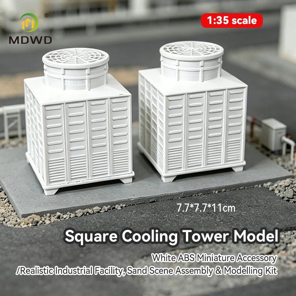 MDWD 1:35 Scale Cooling Tower Model ABS Miniature Industrial Facility Diorama Sand Table Scene DIY Layout Building Accessories