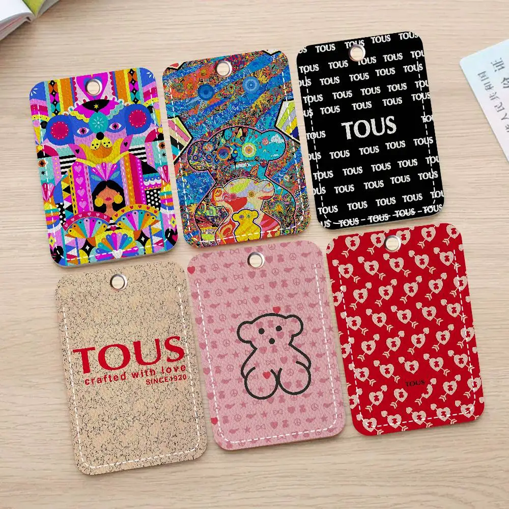 Lindo Porta Tarjetas con Estampado Personalizado de Osos T-TOUSes, Adecuado para Niñas, Porta Tarjetas de Identificación, Porta Credenciales para Mujeres, Llavero