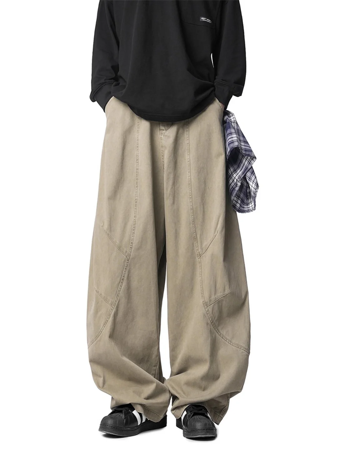 American Sle Heavyweight Pure Cotton Men's Loose Straight Leg Work Trousers Spring Faion Versatile Casual Long Trousers T...