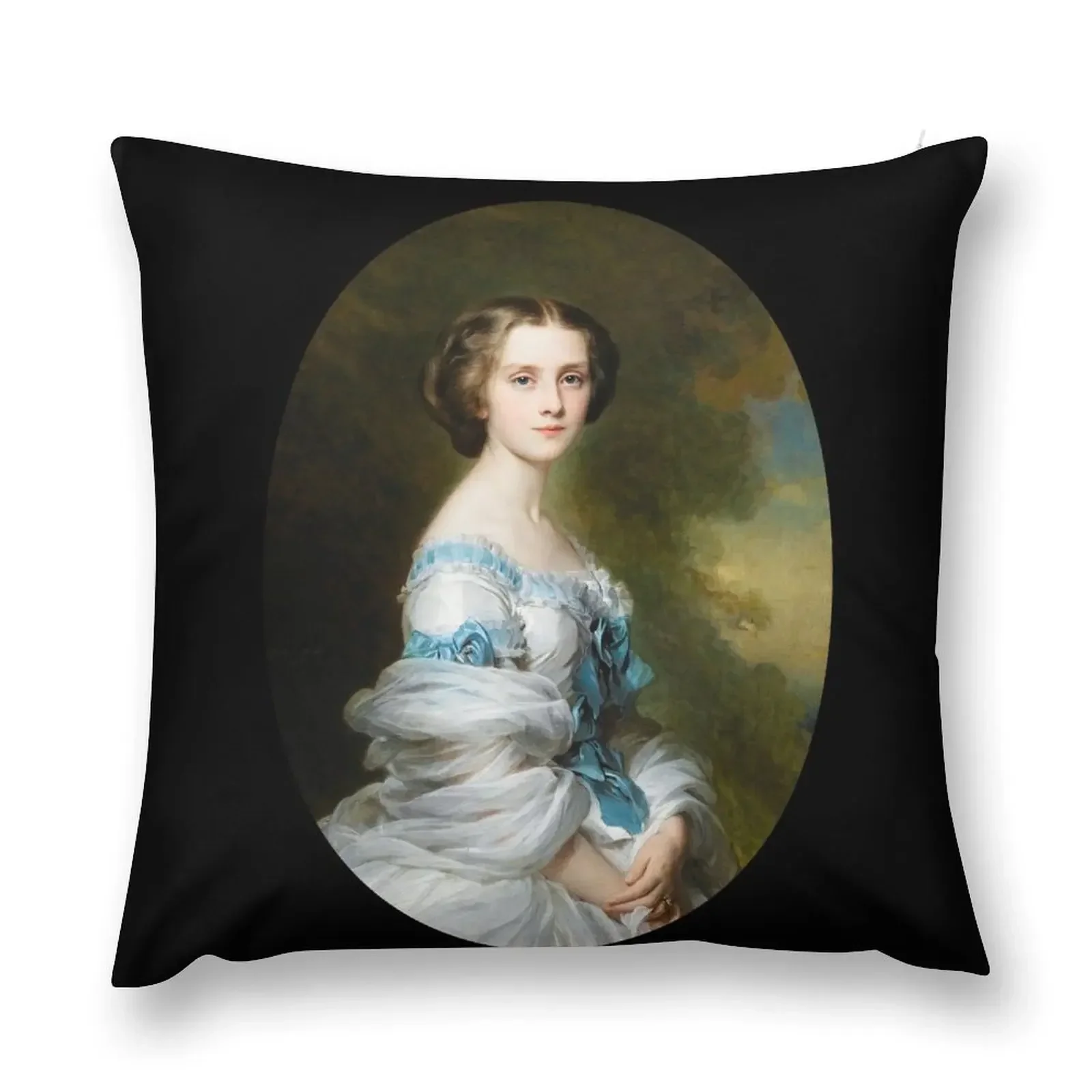 Mélanie Renouard de Bussière, Comtess Edmond de Pourtalès (1857) - Franz Xaver Winterhalter Throw Pillow