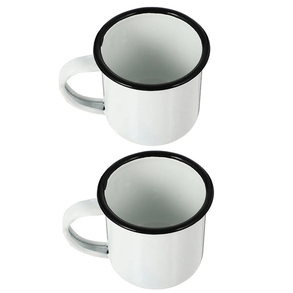 

2 Pcs Drinking Cup Water Camping Coffee Mugs Vintage Enamel Espresso Cups Office